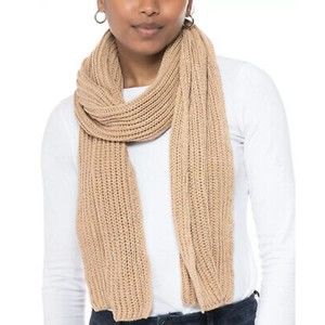 Style & Co NWT Solid Ribbed Muffler Extra Long Recycled Wrap Scarf Camel OS New